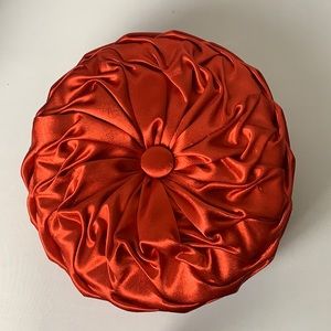 Handmade mini cushion Red Satin Smocking stitch style